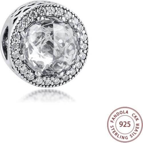 100% 925 Sterling Silver Radiant Hearts Clear CZ Charms Beads for Jewelry Making Fits Original Bracelet Berloques Kralen