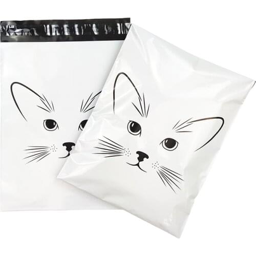 100Pcs New Poly Mailers 10x13 Inch Courier Envelopes Self Seal Plastic Mailing Envelope Bags Cute Cat Shipping Packaging Bags