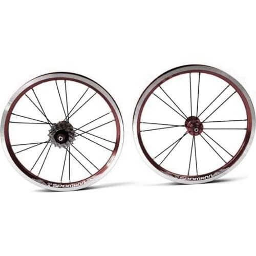 SPOMANN 16-Inch/305 Outer 5-Speed V-Brake BMX Folding Bike Bicycle Wheel Set Front 2 Rear Four Bearing