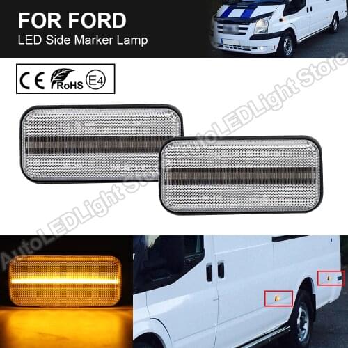 2Pcs For Ford Transit 2000-2006 MK6 Ford Transit MK7 2006-2013 LED Side Marker Light Turn Signal Lamp Clear lens OEM 1671689