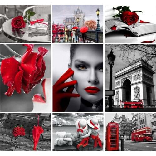 5D DIY diamond embroidery Red and black Series diamond painting mosaic Full cross stitch rhinestone painting Home decor Gifts