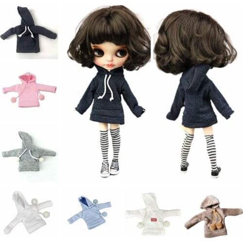 1/6 BJD Accessories Fashion Handmade Hoodies Top Coat For Blyth Doll Clothes For Blythe Dolls Outfits Sweatershirt Cosplay Toy