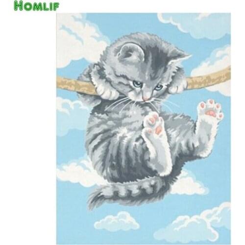 Diamond Mosaic Sale Animal Naughty Cat Full Drill Square Resin Mosaic Diamond Embroidery Needlework Kits For cross-stitching