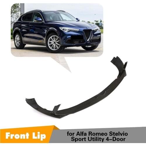 Carbon Fiber Bumper Lid For Alfa Romeo Stelvio 2017 Base Sport Utility 4-Door Front Bumper Lip Spoiler Guard