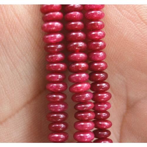 Brazil GENUINE TOP NATURAL RED RUBY BEADS NECKLACE Jewelry 3 Rows 2X4mm