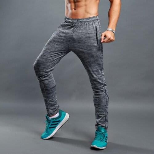 Spring Men Sweatpants Elastic Drawstring Zipper Pocket Pants Male Running Jogging Fitness Gym Training Workout Pants Trousers