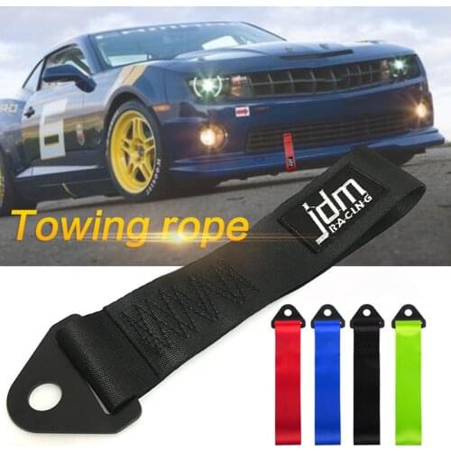 28cm Black Towing Rope High Strength Nylon trailer Tow Ropes Racing Car Universal Tow Eye Strap Tow Strap Bumper Trailer car