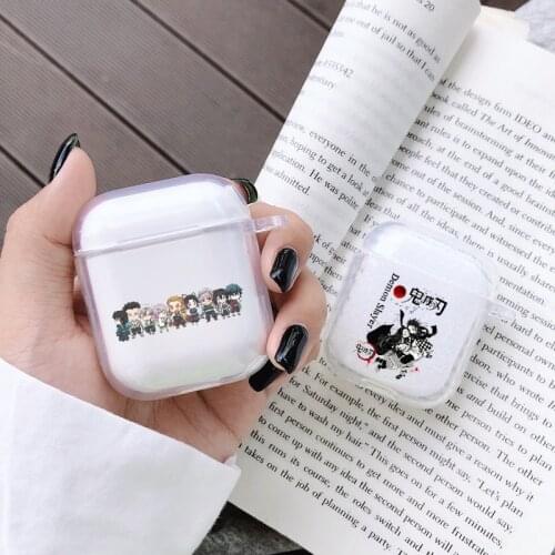 Kamado Nezuko Kimetsu no Yaiba Demon Slayer Case for Airpods 2 1 Cases for Air pod pro Clear Cute Soft TPU Fundas Coque