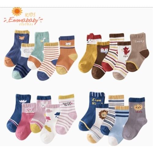 Childrens Socks Combed Cotton Boys and Girls Medium Hose Baby Socks for Toddlers Autumn Winter Cartoon
