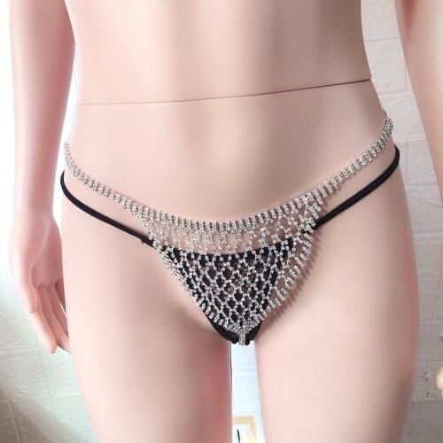 Luxury sexy crystal body waist chain womens fashion body jewelry Rhinestone T-String bikini underwear Christmas gift jewelry