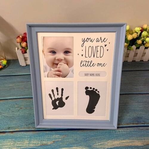 Baby Handprint Footprint Photo Frame Newborn Safe Non-toxic Handprint Photo Frame with Ink Pads for Baby Souvenir Gift Bebe Care