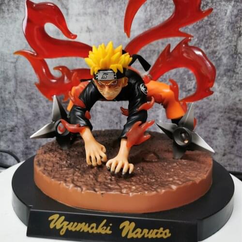 Nine Tailed Demon Fox Fairy Mode Shuriken Scene Model Figure Doll Toy gift 24cm
