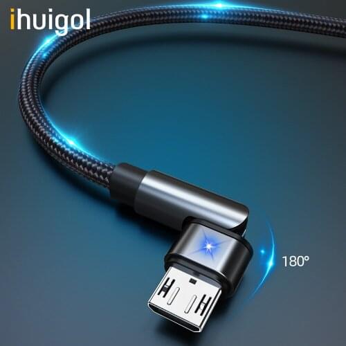 Ihuigol Rotating Charging Cable Micro USB Cable LED Android Mobile Phone Charger Wire Fast Charging For Samsung Huawei Xiaomi