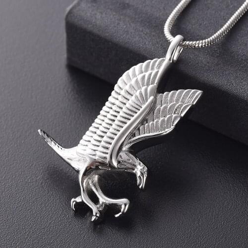 IJD10077 Stainless Steel Eagle Cremation Urn Necklace For Men,Mutil-Colored Wild Eagle Pendant for Human Ashes Or Memorial