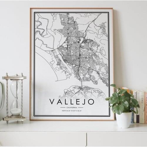 VALLEJO California CA USA city map Nordic Living Room Decoration Canvas Poster Modern Home Decor Art Print Painting