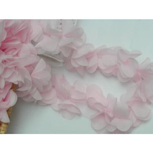 2meters/lot 4.5cm Wide light pink Chiffon lace,3d flower trim lace Crafts /hair accessories / clothing flowers accessories SC258