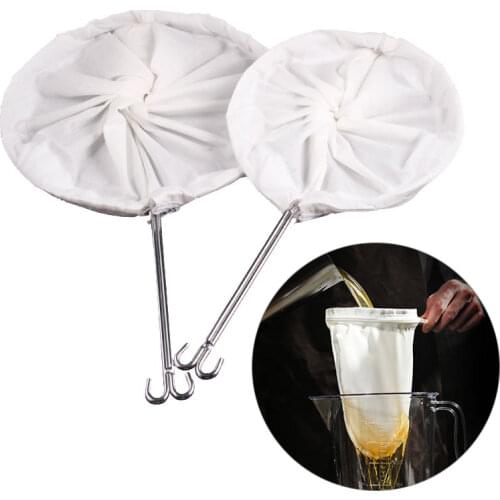 Reusable Mesh Milk Tea Filter Bag With Handle Steel Ring Coffee Cotton Cloth Filter Bulk Foam Filter Kitchen Accessories Tool