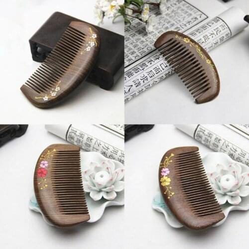Fashion Sandalwood Golden Silk Sandalwood Comb Log Health Massage Small Comb Customized Gift LOGO Gift Box Packaging