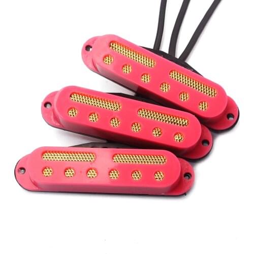 Set of 3 76mm Single Coil Pickup Set SSS for Electric Guitar Parts Red Color