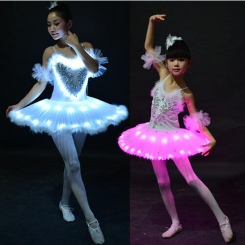 New Professional Ballet Tutus LED Swan lake Adult Ballet Dance Clothes Tutu Skirt Women Ballerina Dress for Party Dance Costume