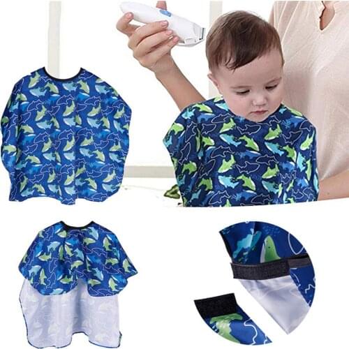 Newest Kids Hairdresser Cartoon Child Hair Cut Cape Waterproof Bib Apron Dressing Salon Gown soft Synthetic fabric Accessory