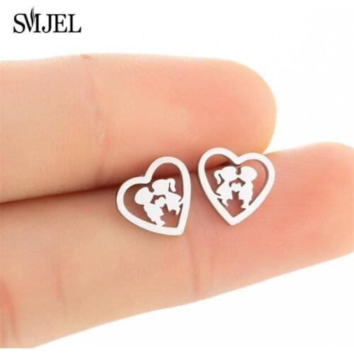 New Loving Angel Earrings Stud for Women Mini Heart Couple Girl Boy Kissing Earring Jewelry Valentines Day Gifts Show My Love