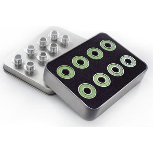 Skating bearing 16 pieces smooth queit oil lubricated 608 bearings 8 skating spacer inline roller skates scooter skateboard bear