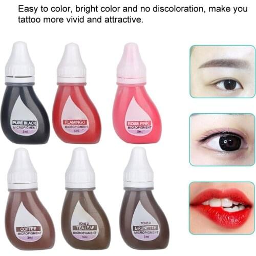 Professional Natural Plant Tattoo Ink Semi-permanent Makeup Lip Eyebrow Eyeliner Tattoo Pigment Longlasting Ink For Body Beauty