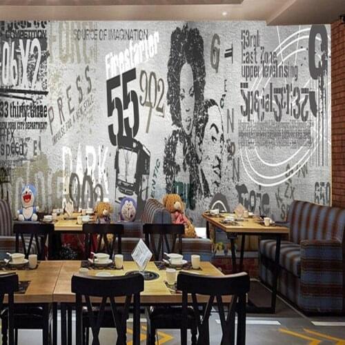 Drop Shipping Custom Photo Wallpaper Custom Europe American Cement Wall Street Graffiti Bar KTV Mural Studio Wallpaper