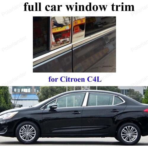 With center pillar Full Window Trim For C-itroen C4L Accessories Stainless Steel Car Styling Decoration Strip