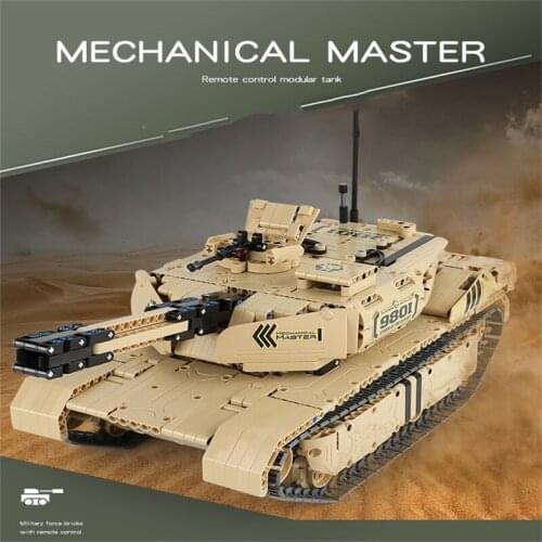 Assembled tank model small particle building blocks childrens toy remote control car rotating turret