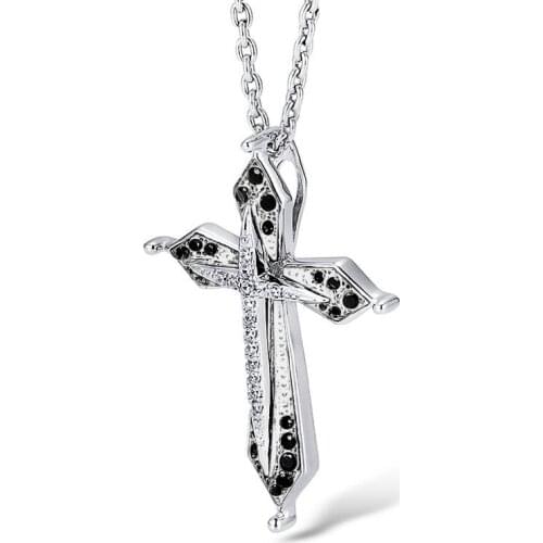 Lucky Couple Cross Zircon Necklace Shiny Zirconia Jewelry Pendant Necklace Personal Charm Pendant Couple Party Anniversary Gift