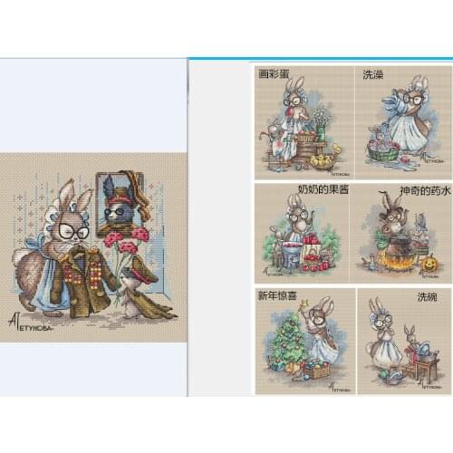 Rabbit Grandmother Series patterns Counted Cross Stitch DIY Chinese Cross Stitch Kits Embroidery Needlework Sets