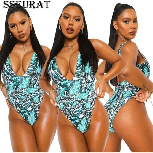 SSEURAT Women Bikinis Set Print Spaghetti Strap Hollow Out Elatic Bodysuits Beach Style Sexy Fashion Swimsuit Summer 2021