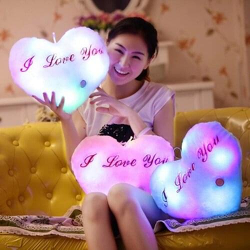 Luminous pillow Christmas Toys, Led Light Pillow,Purple White plush Pillow, Colorful Heart plush toys for Children,Cute Gift