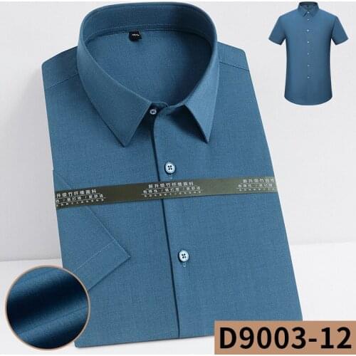 No Pockets Thin Solid Color Casual Business Formal Soft Cozy Short-sleeved Shirt Men Slim Fit Non-iron Work Shirt Bamboo Fiber