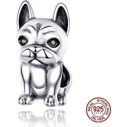 Vintage French Bulldog Beads fit bangle & Charm Original Bracelet Necklace Pendant 925 Sterling Silver Jewelry Genuine