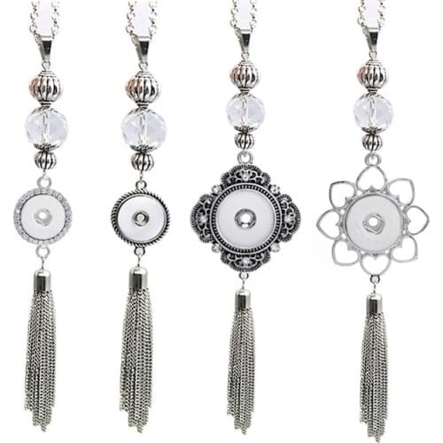 High quality Interchangeable Bohemia 112 Rhinestones 18mm snap button necklaces pendants DIY Jewelry for women men 60cm