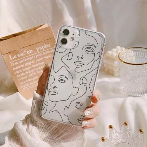 Funny Abstract Art Lines Fashion Phone Cases Cartoon Women Clear Cover For iphone 11 12 Pro Max SE 2020 6s 7 8 Plus XR XS XS MAX