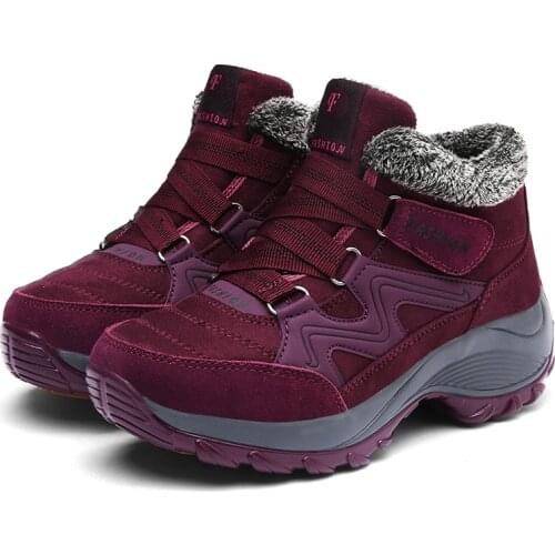 Womens Snow Boots Plush Warm Outdoor Lady Cotton Shoes Non Slip Hiking Sneakers Workout Fashion Casual Tourism Footwear 35-42