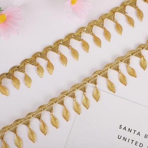 1yard Beautiful Gold Sequins Lace Fringe Paillette Tassel Ribbon DIY Sewing Dance Wedding Party Dress Trims DIY Accessories