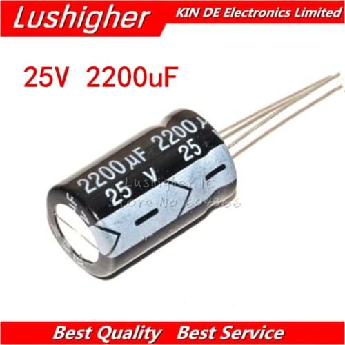 10PCS 25V2200UF 13*21mm 25V 2200UF 13x21 mm Aluminum Electrolytic Capacitor DIP