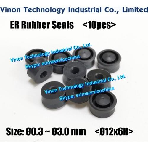 Edm Rubber Seals for collet type ER16 D12x6Hmm (10 pcs/bag) Ø0.1-Ø3.0mm for Small Hole Drill EDM Machine OMEGA ER16 Rubber Seal