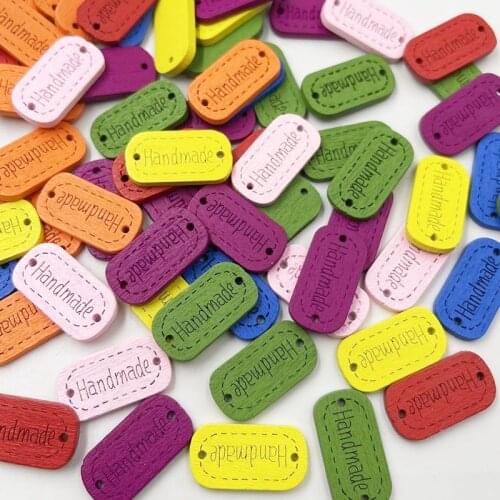 100 Pcs Random Mixed 2 Holes"handmade" Wood Sewing Buttons Scrapbooking WB135