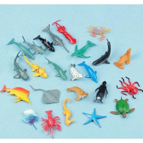 24pcs Sea Animal Model Toy Simulation Mini Marine Animal Kids Shark Crab Toy Ocean Dolphin Hand-painted Educational Toys Tu I3E5