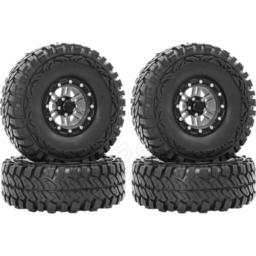 4PCS 1.9"Beadlock Wheel Rim Tires for 1/10 RC Rock Crawler Axial SCX10 90035 90022 90046 90047 RC4WD D90 D110 TF2 Traxxas TRX-4
