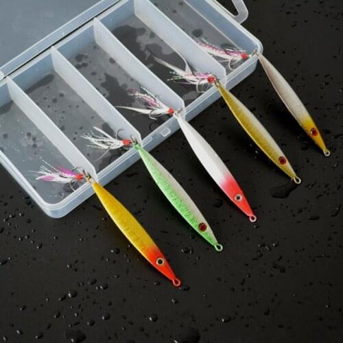 5 Pcs/Lot Metal 8cm 20g Willow Sequins with Feather Fishing Lures Spoon Lure Hard Baits Bass Pike Fishing Tackle L129
