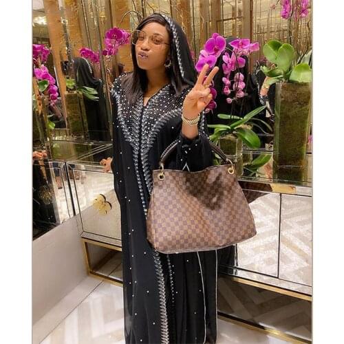 African Dresses for Women New Style Classic Dashiki Fashion Loose Long Dress Africa Clothes Diamonds Abaya Dubai Kaftan Moroccan