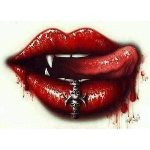 Diy Diamond Painting Female zombie lips Cross Stitch 5D Full Drill Square Round Diamond Embroidery Inlay skull Mosaic Needlework