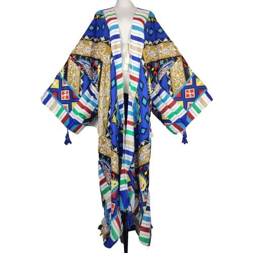 Elegant 2021 Autumn Winter Floral Cotton Long Sleeve Tassel Duster Coat Middle East Muslim Ramadan Kaftan Cardigan Clothing